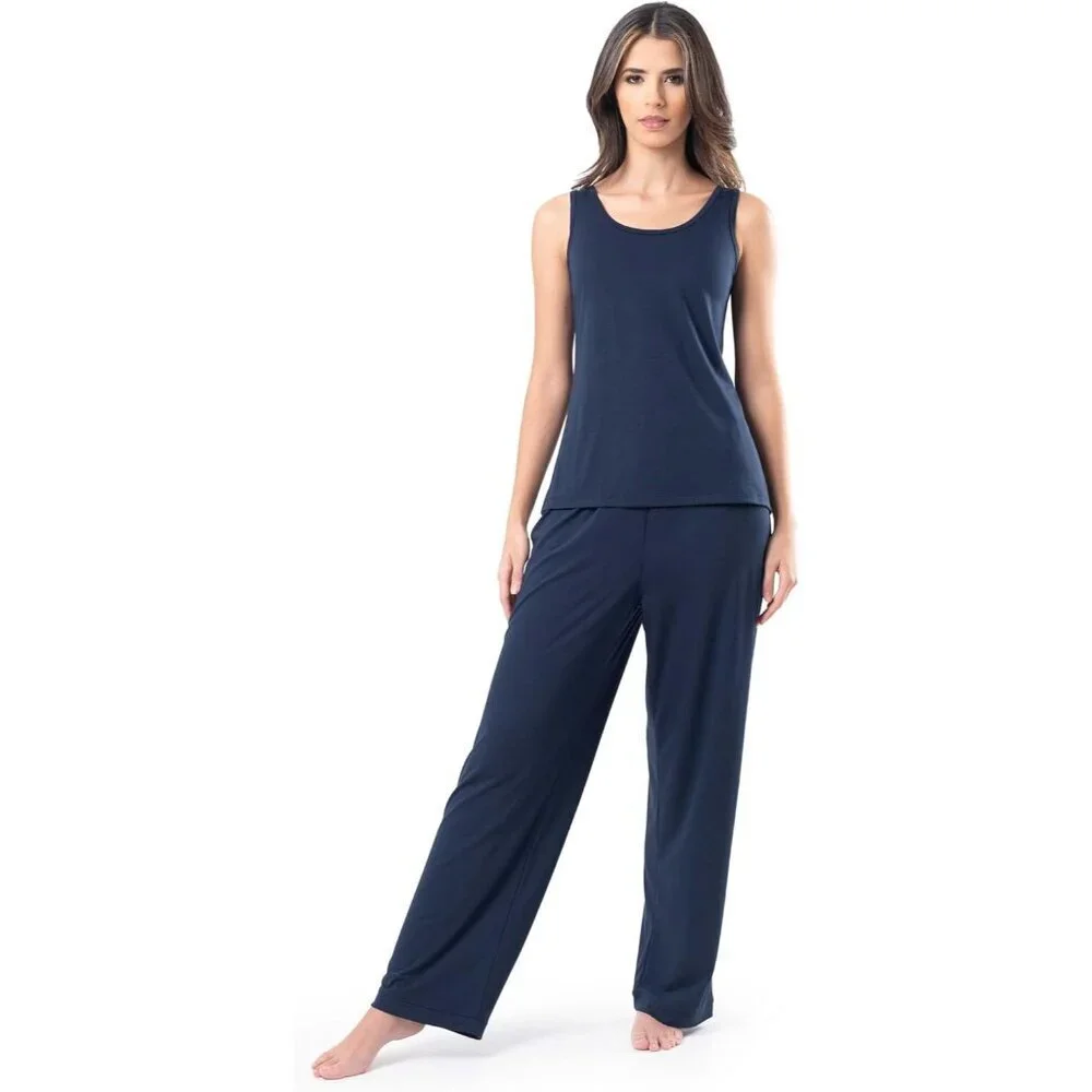 Women's Breathable Sleep Set Tank Top Pajama Pants Cardigan Lounge Plus